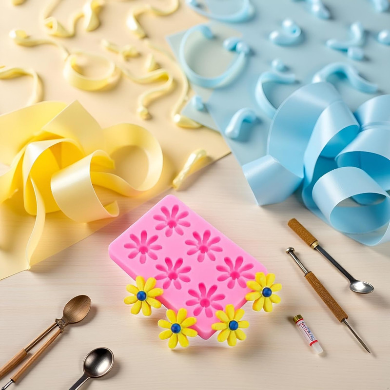 Daisy and Chrysanthemum Silicone Molds - Multi-Purpose Flower Shapes for Cake De gallery