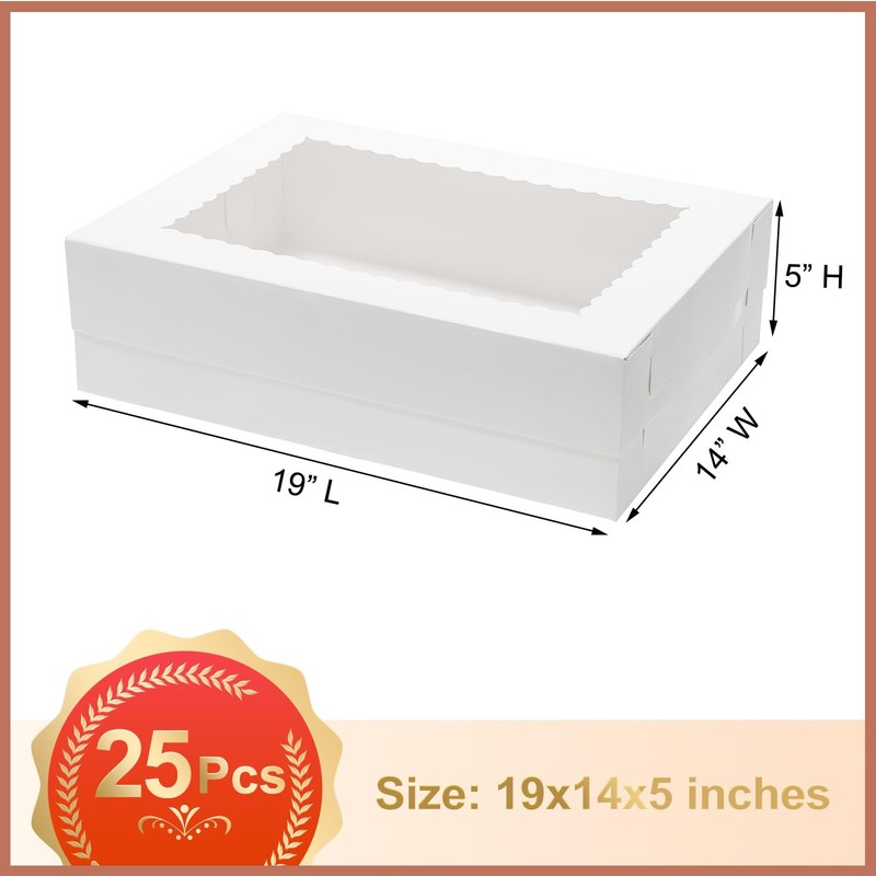 25pcs 19x14x5 Half Sheet Cake Boxes with Window Rectangle 1/2 Bakery for Pastry gallery