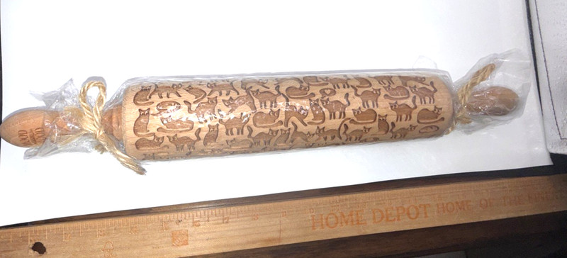 Mood Wood 17" CATS rolling pin Wooden Laser Cut Pattern Design gallery