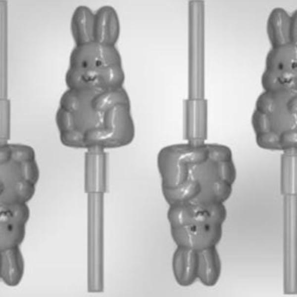 Bunny Easter 3″ Lollipop Chocolate Candy Mold Rabbit (3 pc)