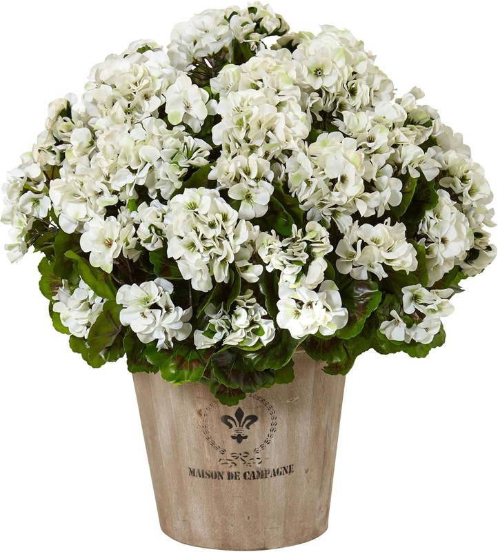 ranium Silk Flowering Plant in Farmhouse Planter UV