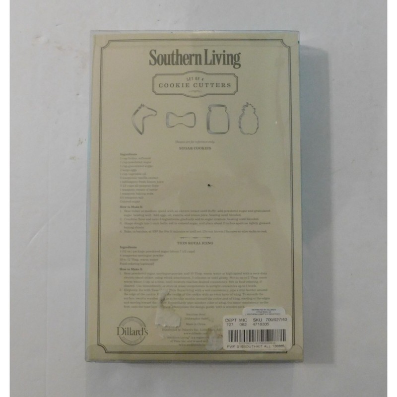 Southern Living Cookie Cutter Set Stainless Steel Horse Pineapple Bowtie Jar NEW gallery