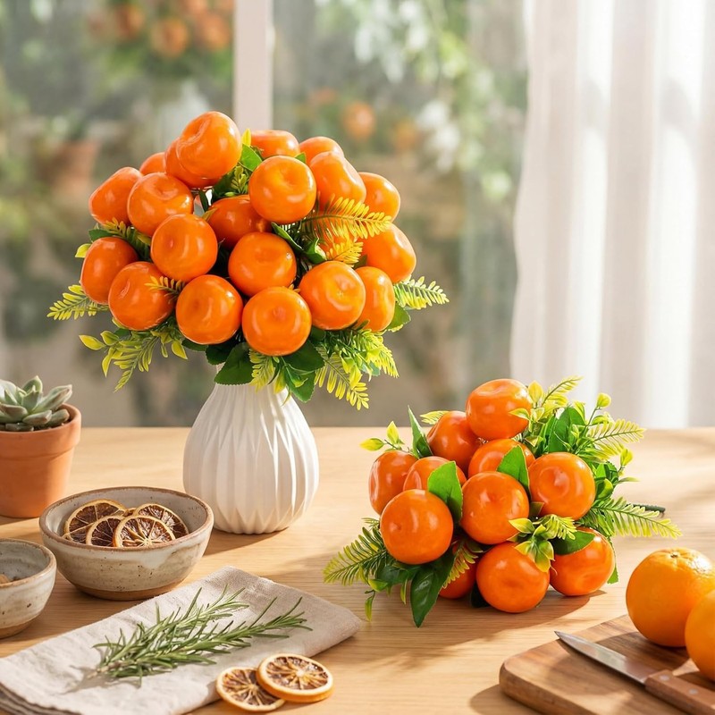 4 Pa 16 Inch Artificial Oran es with 12 Fruit Realistic
