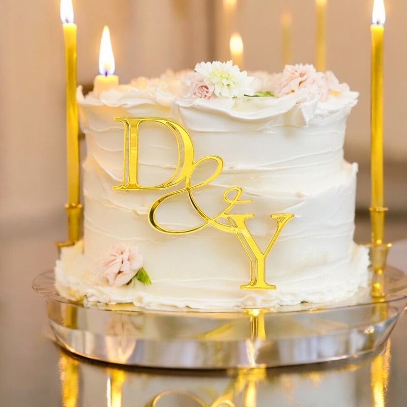 Personalised Couple Two Letter Wedding Sign Cake Charm Topper Anniversary Party