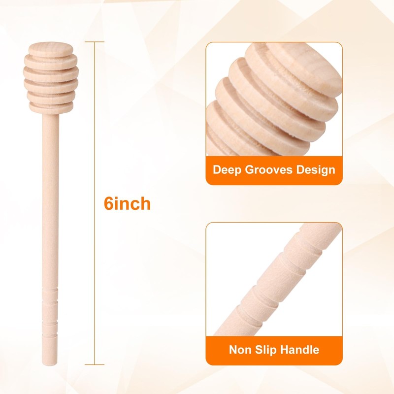 22 PCS Wooden Honey Sticks Dipper 6 Inch, Individually Wrapped Mini Honeycomb... gallery