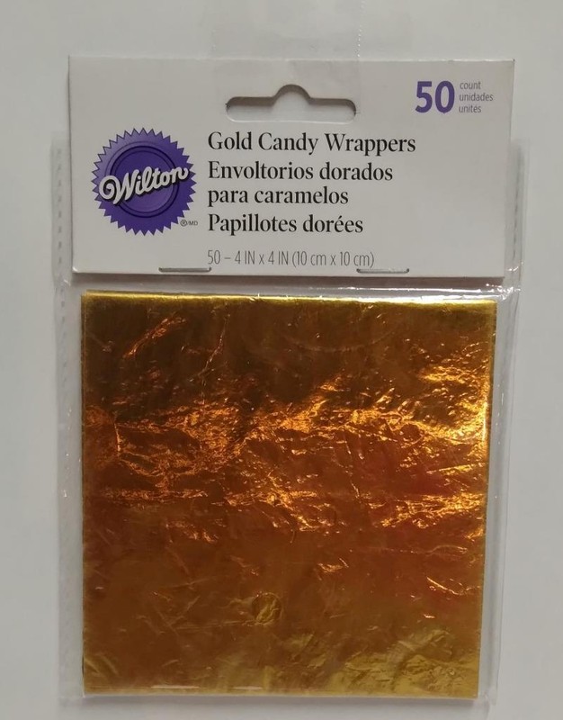 Wilton Gold Foil Candy Wrappers 4 x 4 inch 50pc
