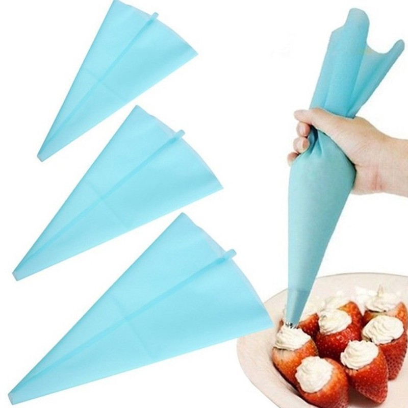 3 Pcs TPU Pastry Bags Icing Piping Bags Baking Cake Decorating Tools Blue gallery