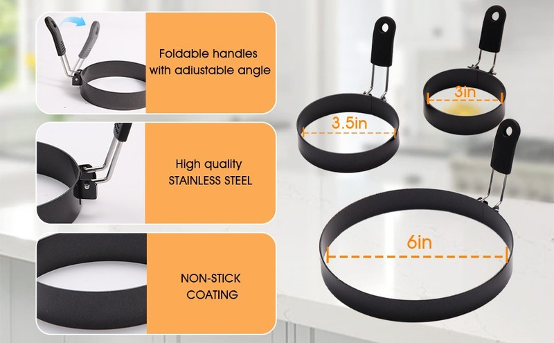 Yevior 6 Pack Eggs Ring,3 Size Cooker Rings For Frying Shaping Cooking gallery