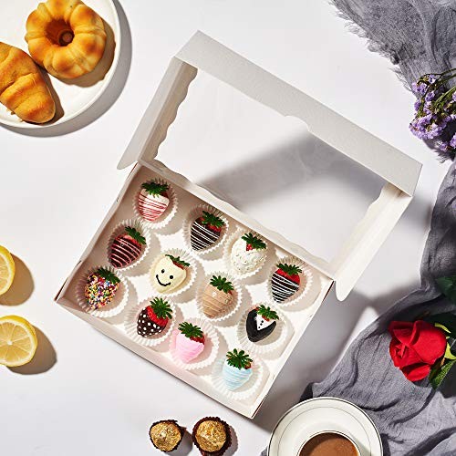 PCS 10 x 7 x 2.5 inches Elegant Cookies Boxes, 4 Elegant White Strawberry Box gallery