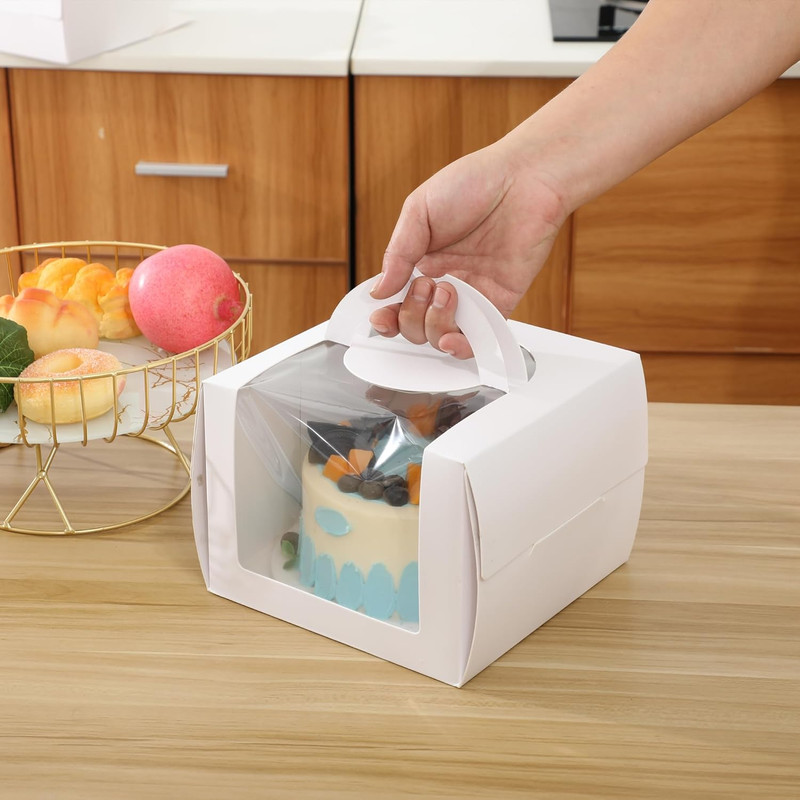 20Pcs 6.5X6.5X6" Cake Boxes with Handle and Window Boards, 20 Boxes & 20 Boards gallery