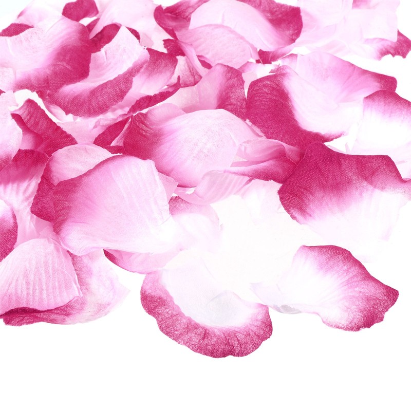 1200Pcs Artificial Rose Petals Silk Flower Decoration, Fuchsia White