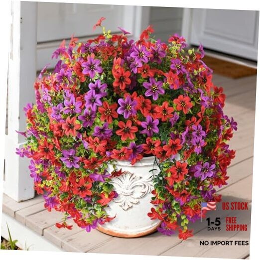 Artificial Flowers Wind Chime Bellflower 2 Pcs Faux Flowers 2pcs Red&lotus Red