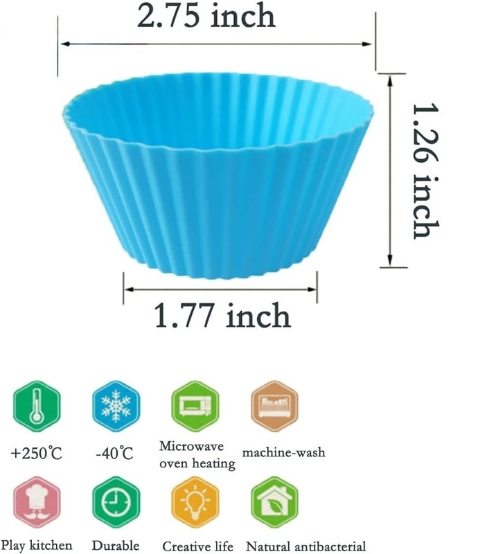 Tazas De Silicona Para Hornear Magdalenas, Paquete De 24, Muffins Reutilizables. gallery