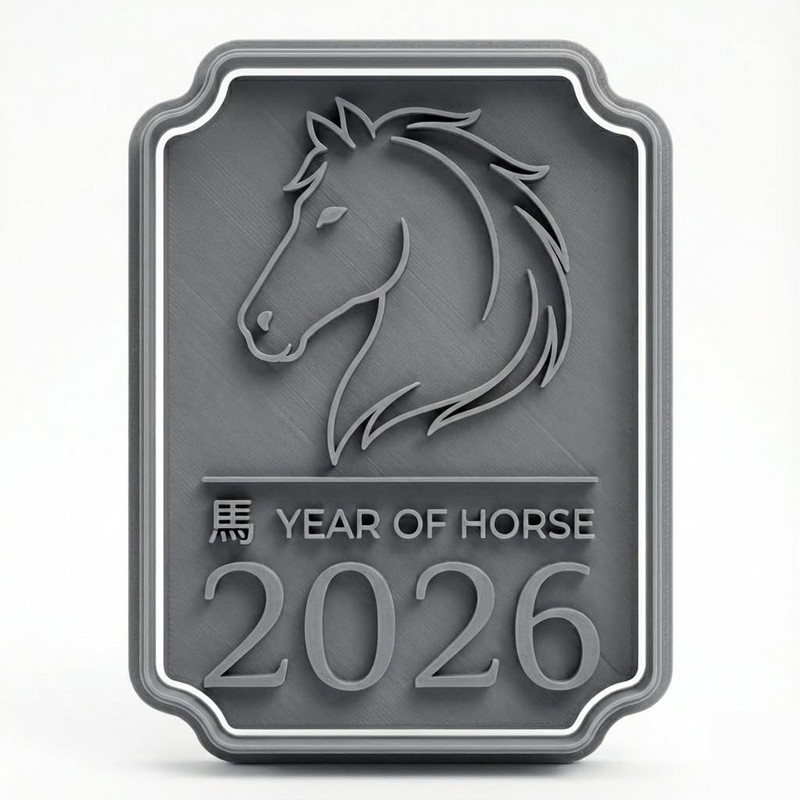 Chinese New Year Year of the Horse Plaque Cookie Cutter & Stamp - 4x3" Kitchen E gallery