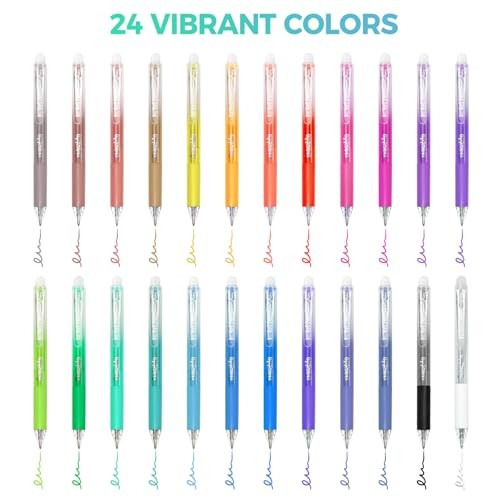 24 Pcs Erasable Pens with Eraser,Retractable Colored Gel Pens Erasable | 0.7 gallery