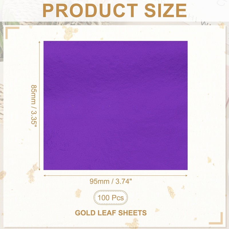 100Pcs 3.7"x3.4" Gold Leaf Paper Metals Dark Purple Metal Leaf gallery