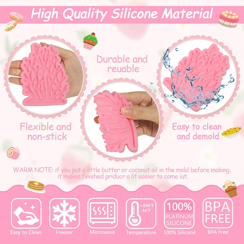 4 Pcs Seaweed Coral Cake Decoration Silicone Mold, Marine Plant Candy Fondant Mo gallery