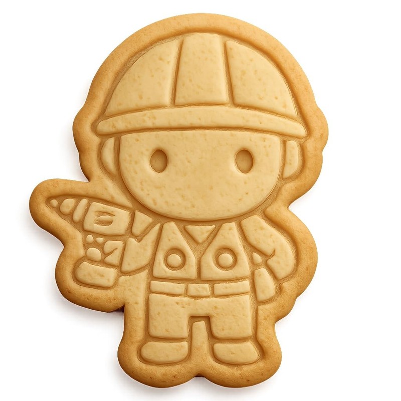 Chibi General Contractor with Drill Cookie Cutter & Stamp, Fondant & Cl – 3.2×4″