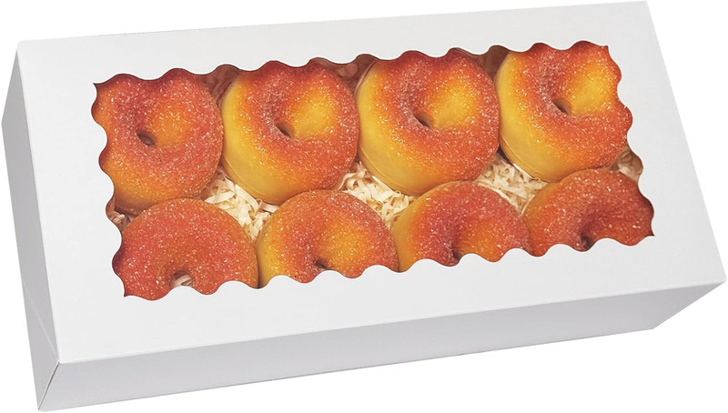 Auto-Pop up 12X5.5X2.5 Inch White Cookie Box with Window 30Pcs Pastry Macaron Ba