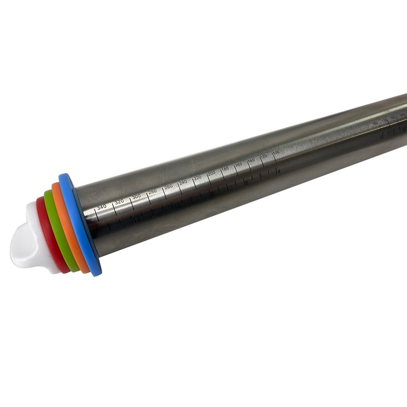 Stainless Steel Rolling Pin Dough Roll Tool 17" with Thickness Controller Remova gallery