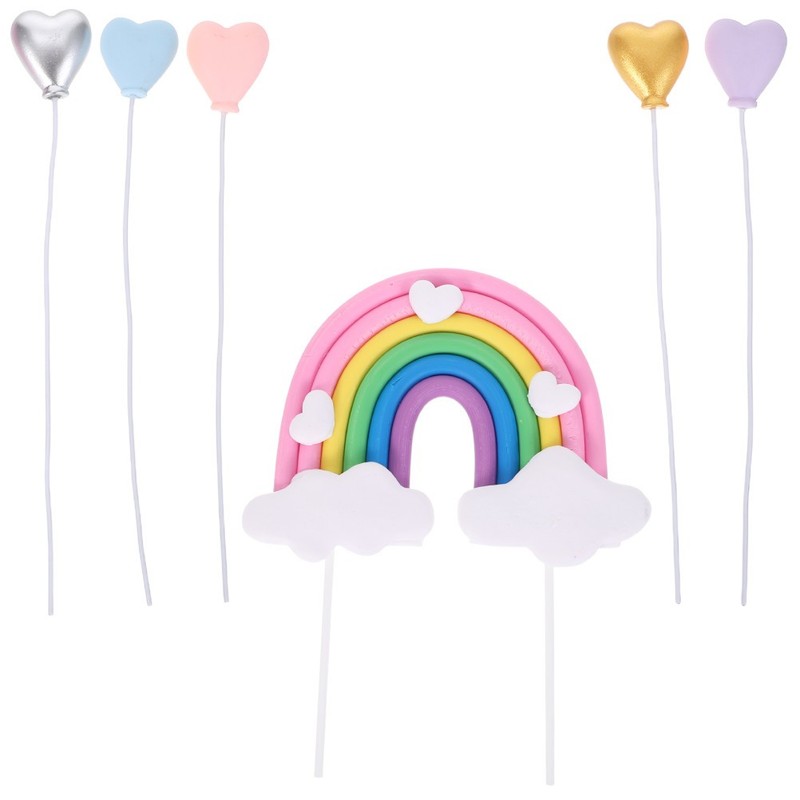 6 Pcs Rainbow Cake Toppers Inserting Pick Colorful Birthday Decorations gallery
