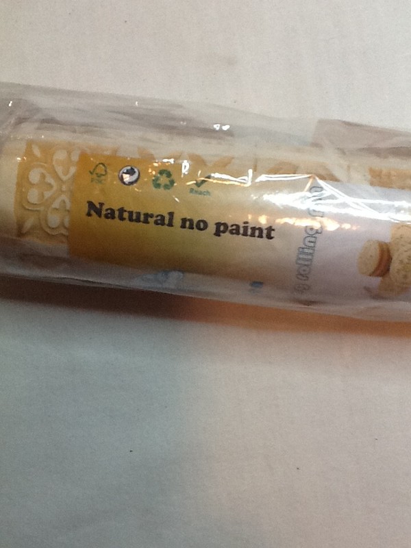 EMBOSSING ROLLING PIN SOLID WOOD NATURAL NO PAINT 13.5" SPINNING HANDLES 122123c gallery