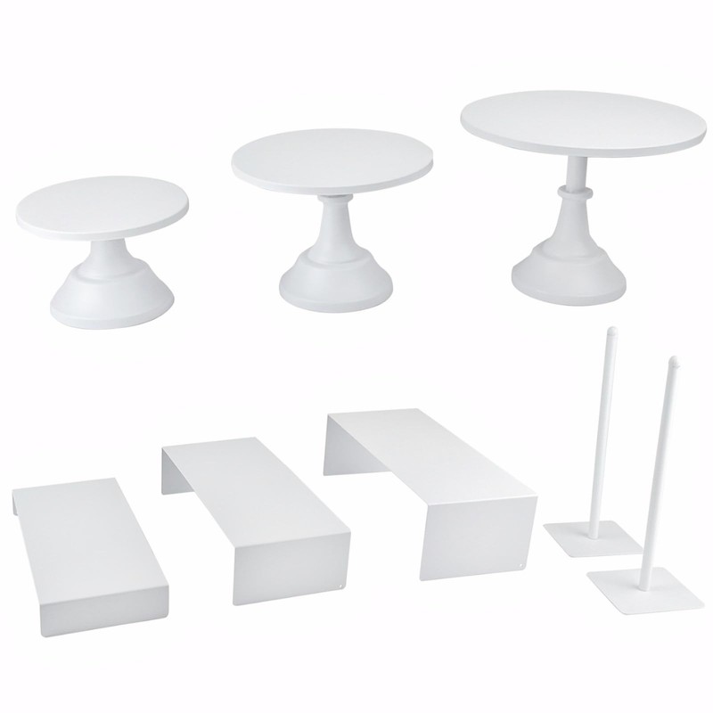 Set of 8 White Cake Stands Donut Holder Metal Dessert Display Risers Cupcake …