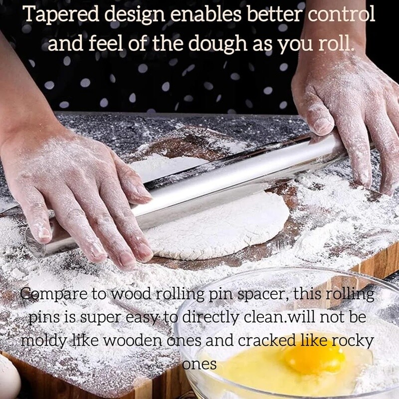 Stainless Steel Rolling Pin Non Stick Kitchen Dough Roller Baking Pastry Pizza gallery