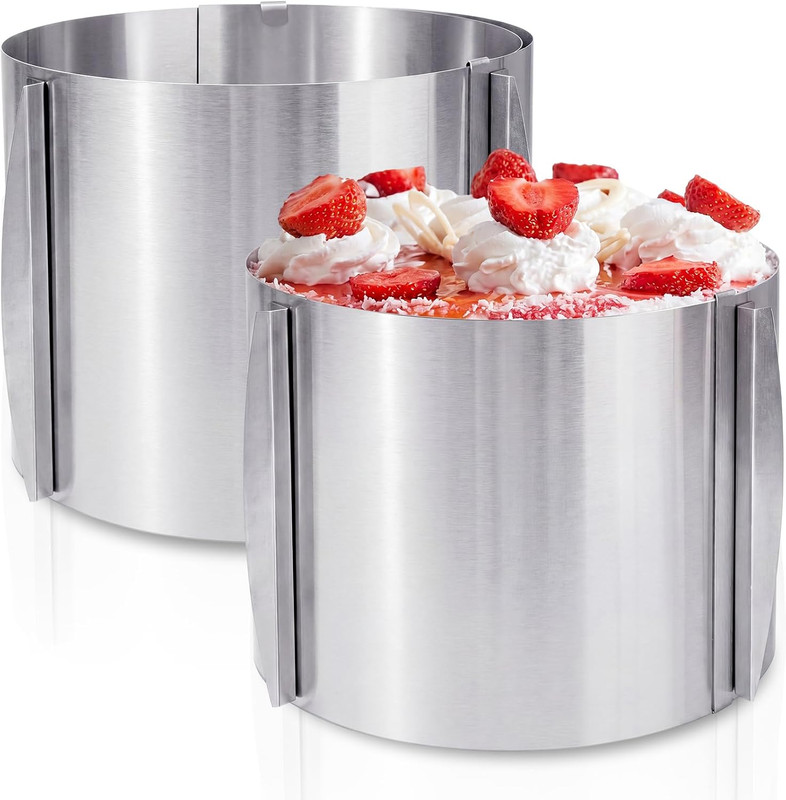 2 Pcs 6 Inch High Adjustable Cake Ring 6 to 12 Inch Adjustable Cake Mold Baking gallery