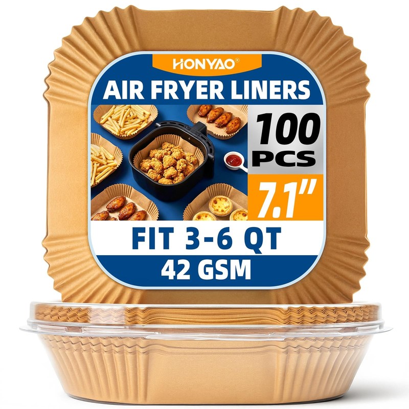 Air Fryer Paper Liners for 4 qt / 5 / 6 (8.3” on Top) 7.1 inch, Natural