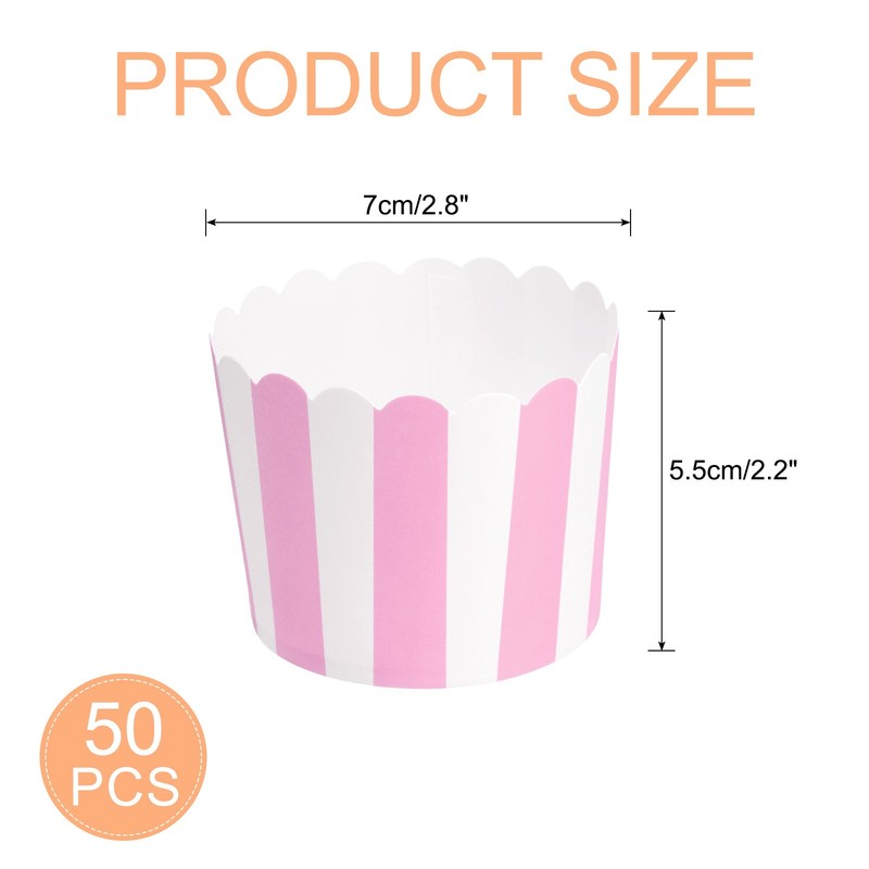 50pcs Cupcake Wrappers for Wedding(Pink and White, Stripe) gallery