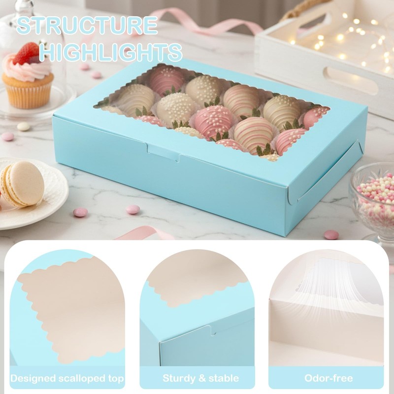 24 Pack Cookie Boxes with Window, 12x8x2.5 Inch Bakery Treat Boxes for Christ... gallery
