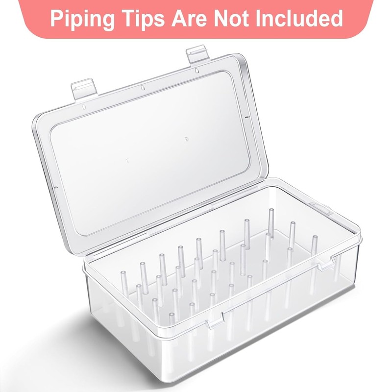 Piping Tips Storage Box with 42 Fixed Pegs Organizer Case for Cake Decorating gallery