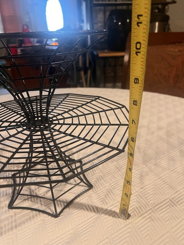 Spider Web 2 Tier Cupcake Stand Black Wrought Metal Excellent Condition gallery