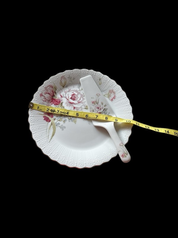 Vintage - Andrea by Sadek Victorian Rose Porcelain Cake Plate with Server gallery