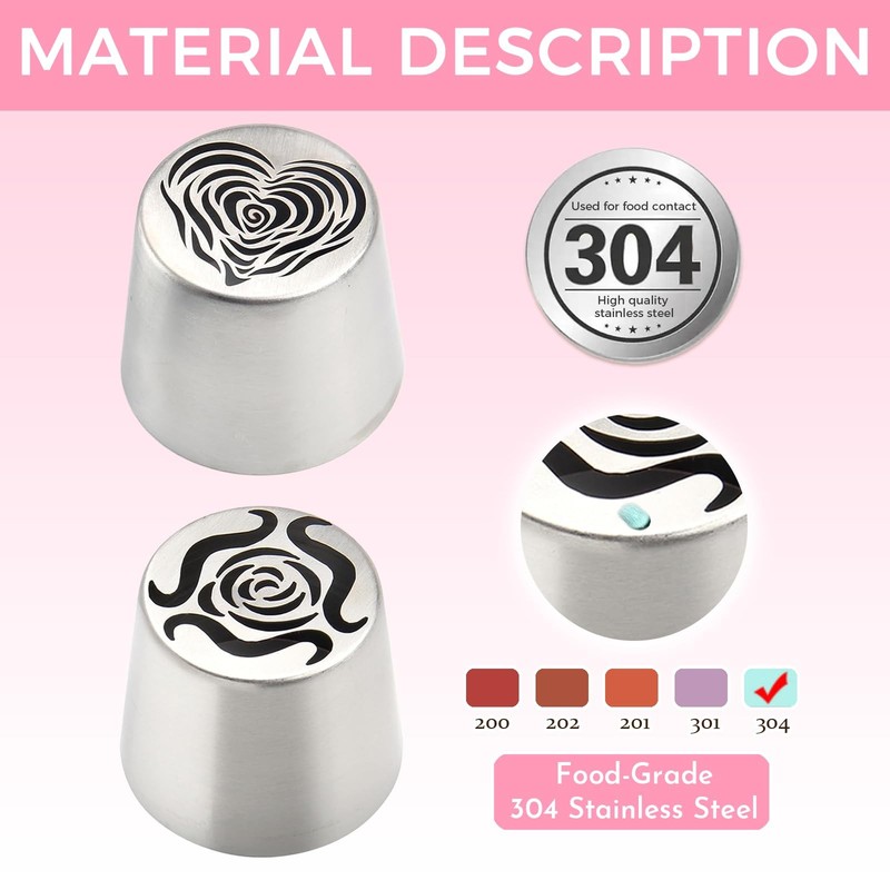 2 Extra Large Russian Piping Tip, 44mm Stainless Steel Rose Flower Nozzle for... gallery
