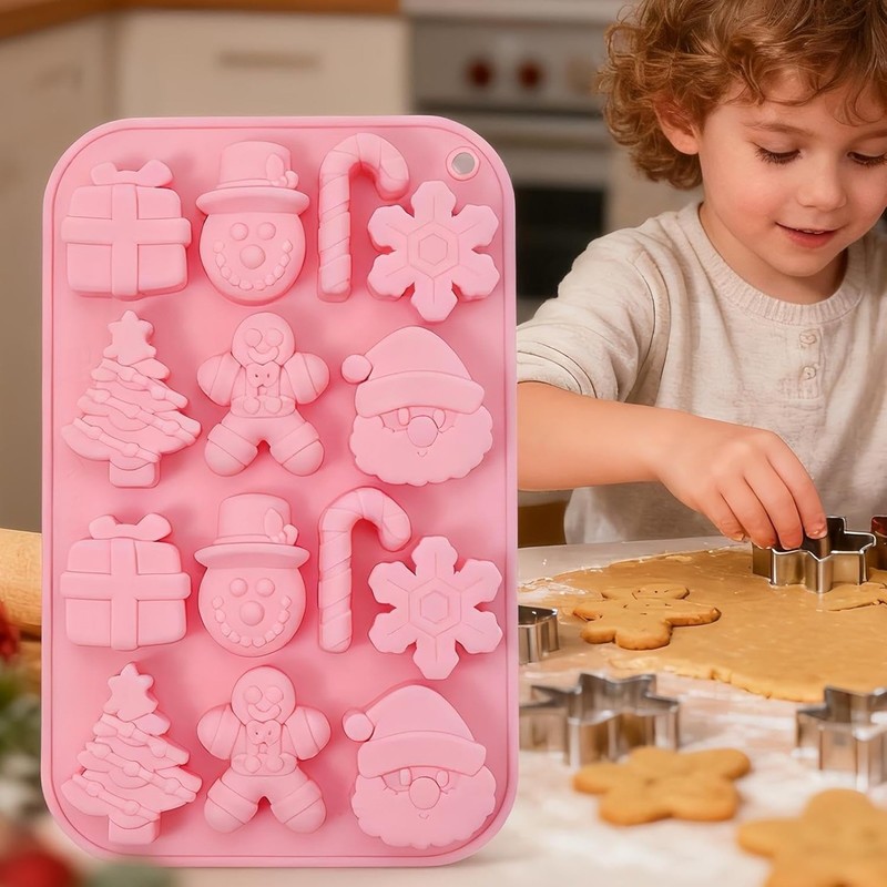 80g Christmas Candy Molds, 14-Cavity Portable Snowflake Santa Baking Mold gallery
