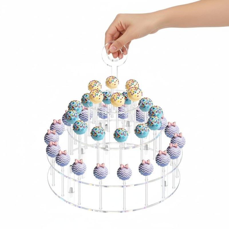 3 Tier Acrylic Lollipop Stand Clear Cake Pop Holder 36 Holes Display Rack