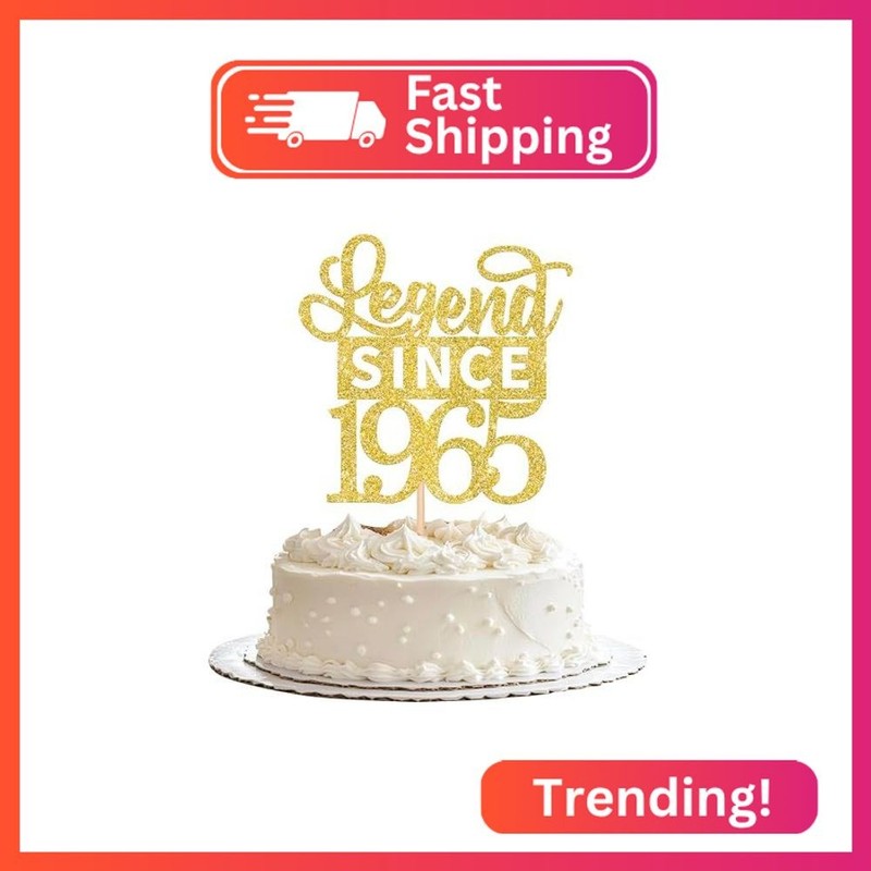 1 Pack Legend Since 1965 Cake Topper Glitter 60th Birthday Cake Pick Cheers to 6