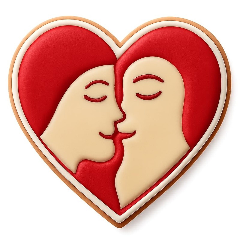 Loving Heart Kiss Cookie Cutter - 4x3.5" Premium Baking Design Fun gallery