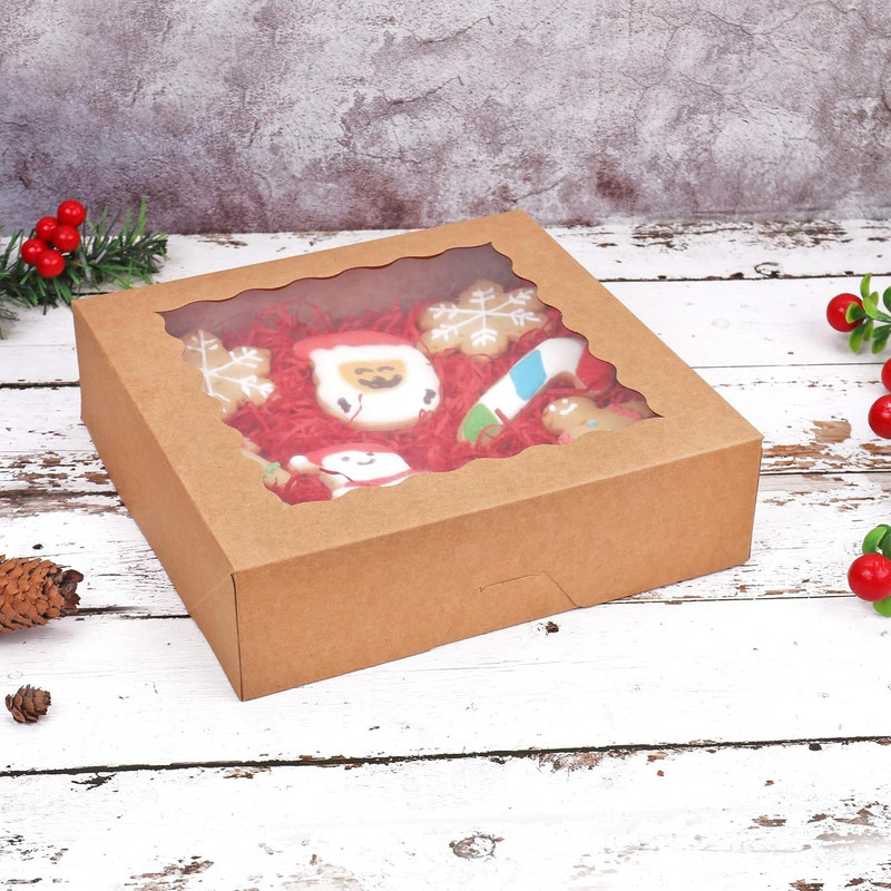30-Pack Pie Boxes 10" X 10" X 2.5", Bakery Boxes with Window, Auto-Popup Cookie gallery