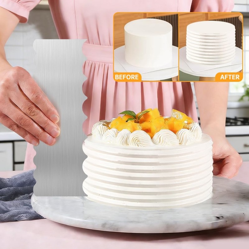 6 PCS 8.66 Inch Stainless Steel Cake Scraper Decorating Comb Double Sided gallery
