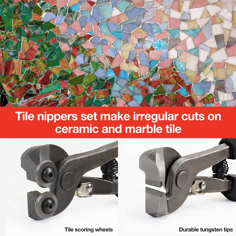 Goldblatt 2 Piece Glass Tile Nippers Set - Heavy Duty Wheeled Mosaic Ceramic gallery