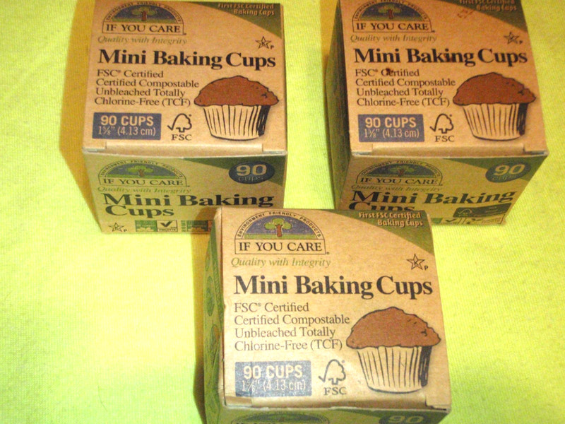 3 BOX IF YOU CARE MINI BAKING CUPS-UNBLEACHED-CHLORINE FREE-90 CUPS EACH/270 CUP