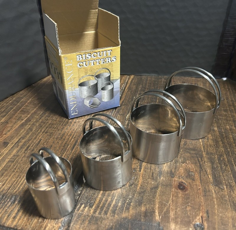 RSVP Set Of 4 Round Biscuit Cookie Cutters Stainless Steel - Fast Free Shipping gallery