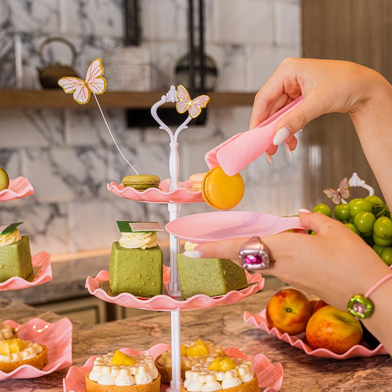 15 PCS Dessert Table Display Set Pink Cupcake Stand,3 Tiered Tray Stand Cup C... gallery