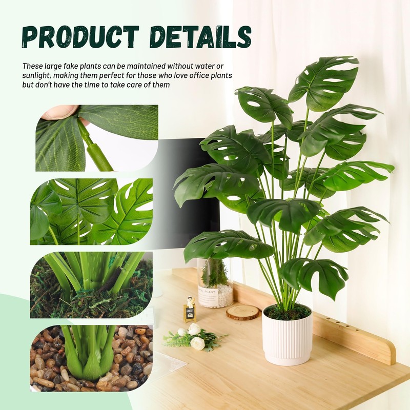 Der Rose 28 Fake Plants Large Artificial Monstera Faux Potted Plants Indoor gallery