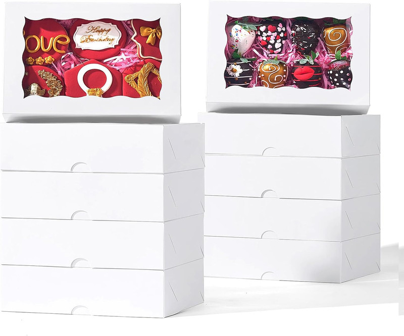 RomanticBaking 8x5x2 Inch 21PCS Cookies Boxes Chocolate Covered Strawberries Box