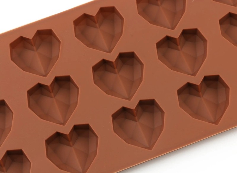 Heart Chocolate Mold 15 Cavity Diamond Love Silicone Candy Baking 3D Wedding New gallery