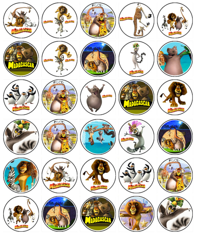 Madagascar Edible Cake & Cupcake Toppers Wafer Animal Theme Birthday Decoration gallery